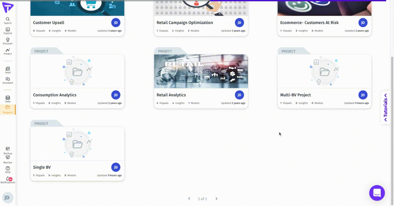 Changing a business view in a project