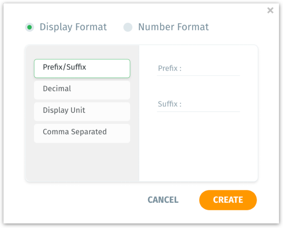 Data format of each column