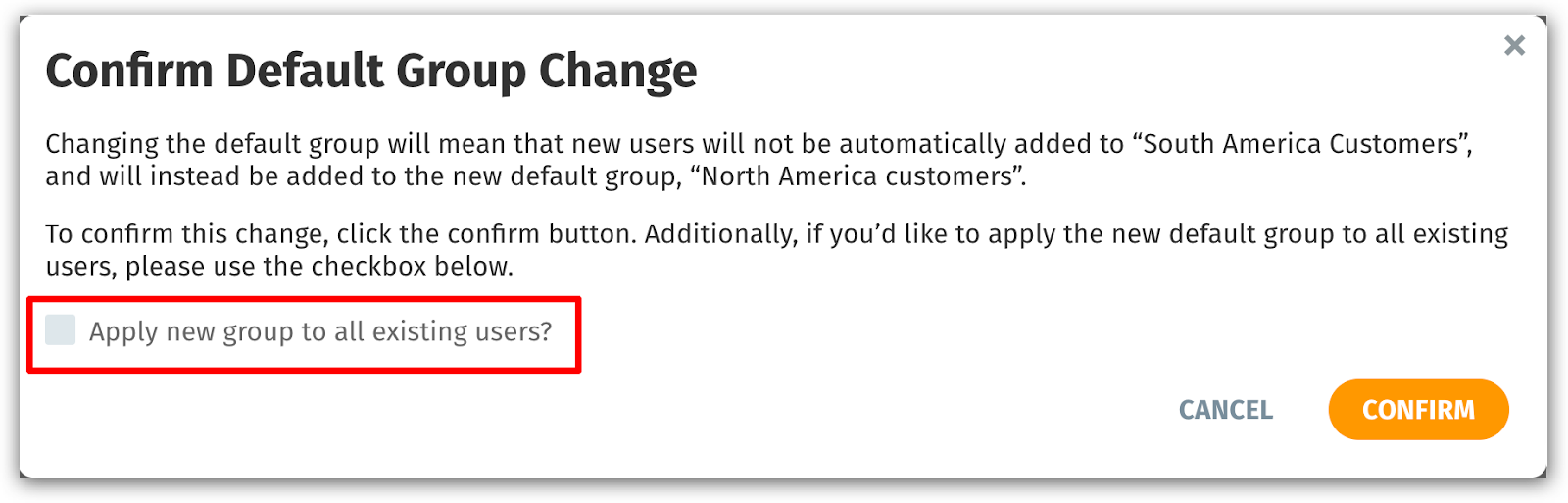 Setting the default user group