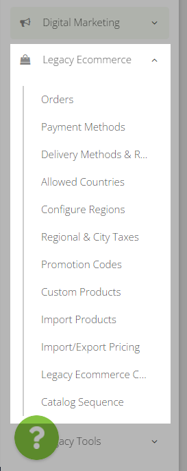 legacy ecommerce menu ordering