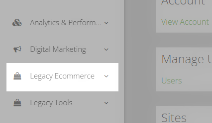 legacy ecommerce menu location