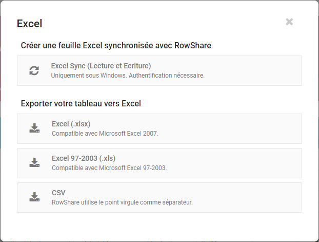 Excel Sync Modifier Un Tableau Rowshare Depuis Microsoft Excel
