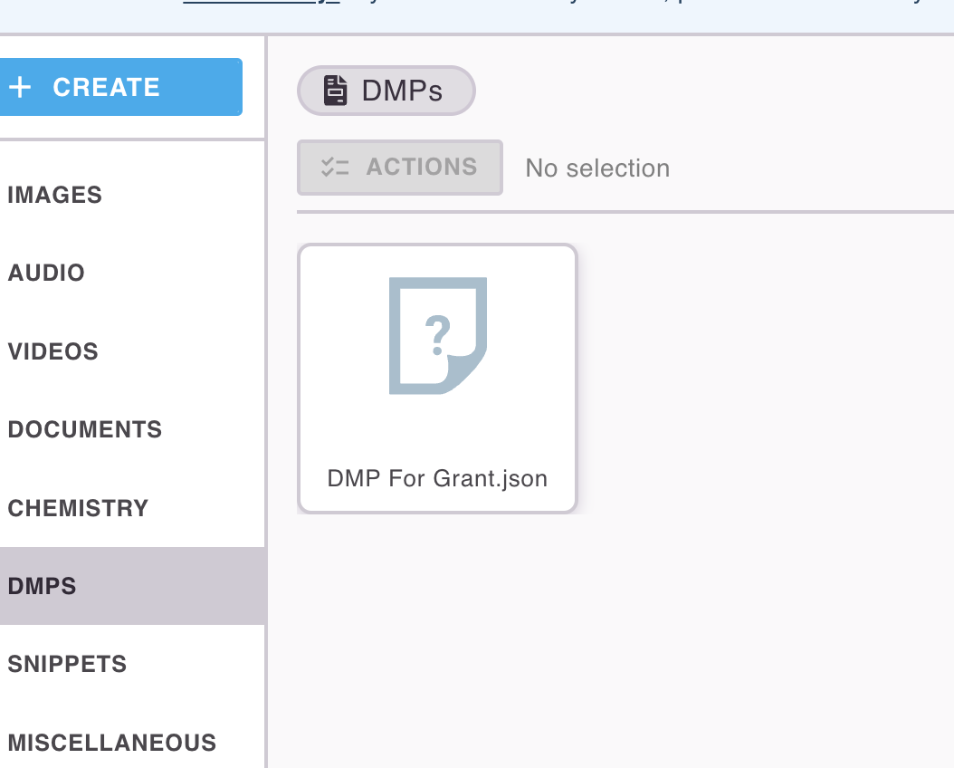 Partial screenshot of the DMP section of the Gallery, showing a DMP that has been imported.