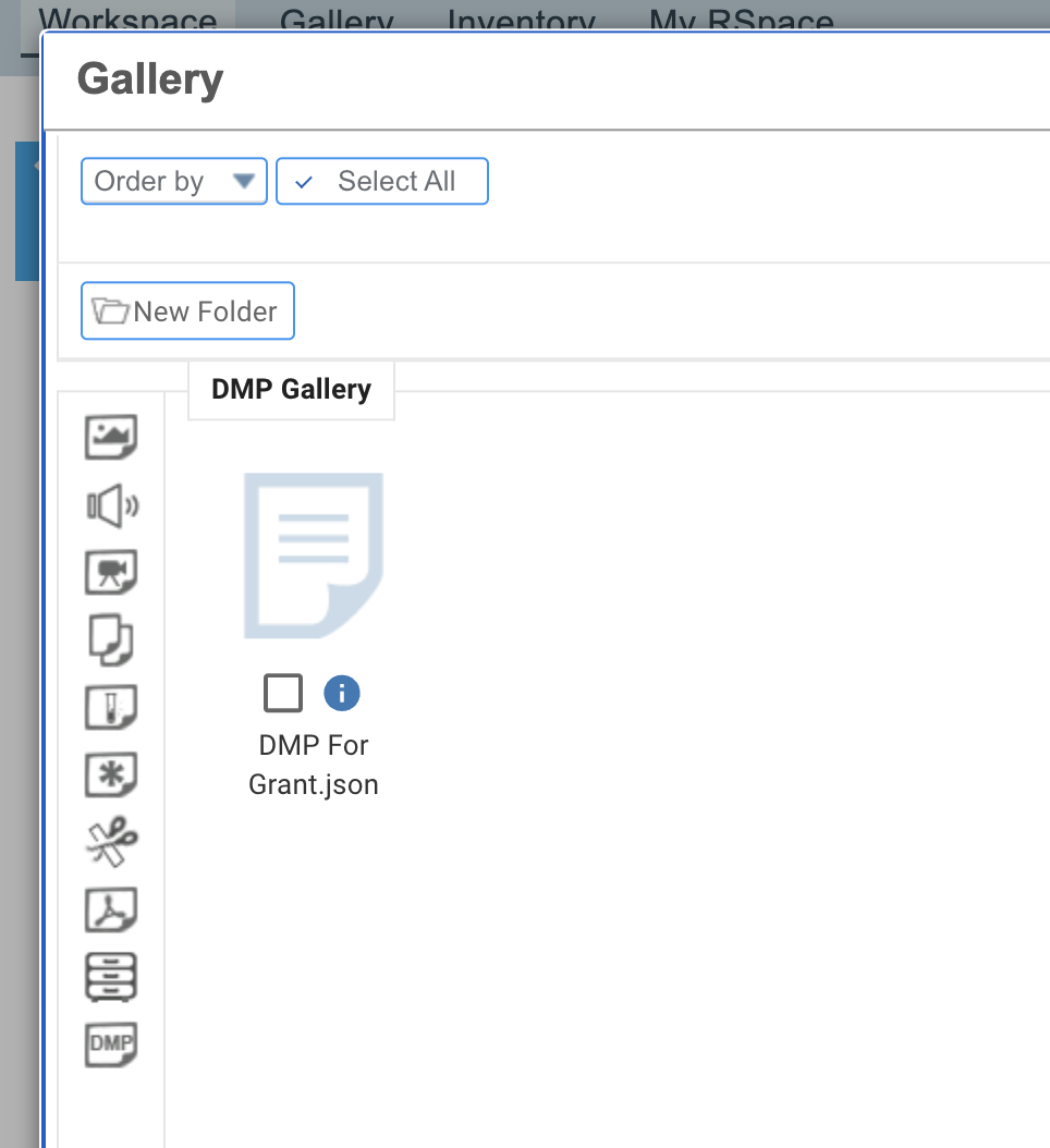 Partial screenshot of the document-editor's Gallery picker, showing the DMP