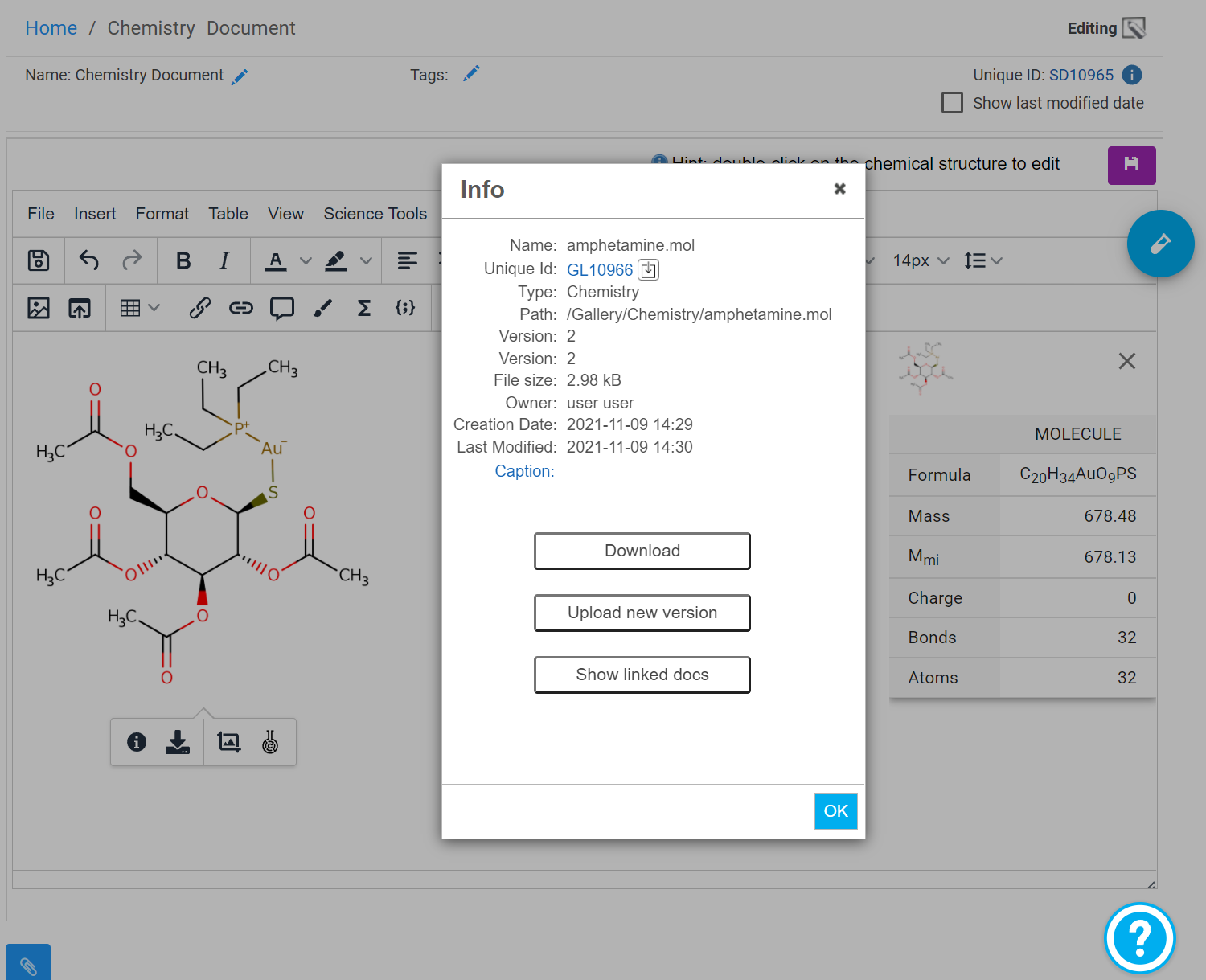 chemistry add in word molecules files