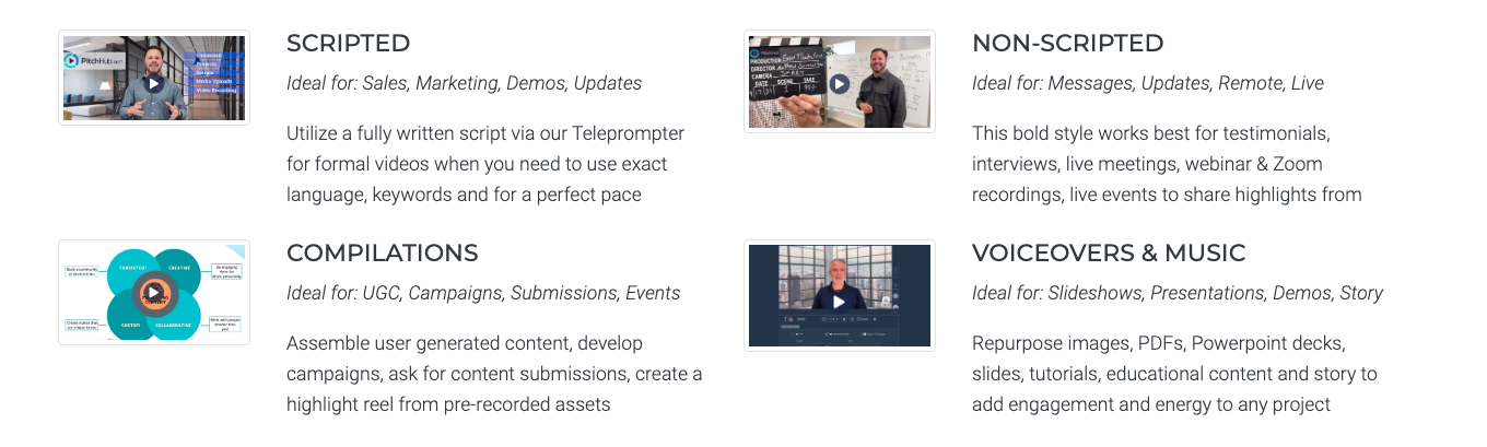 Common Types of Videos on PitchHub