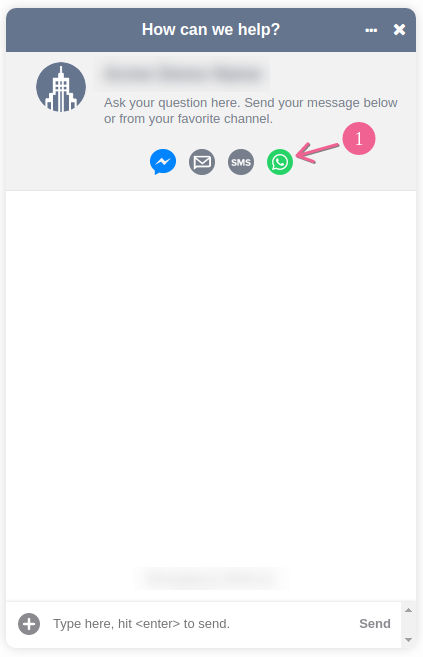 Selecting the WhatsApp channel