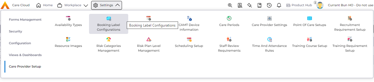 Wallchart booking label configuration