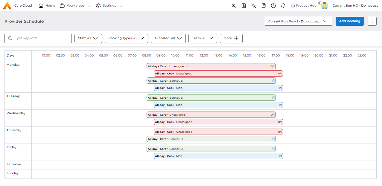 Provider Schedule, Single Booking Row Height