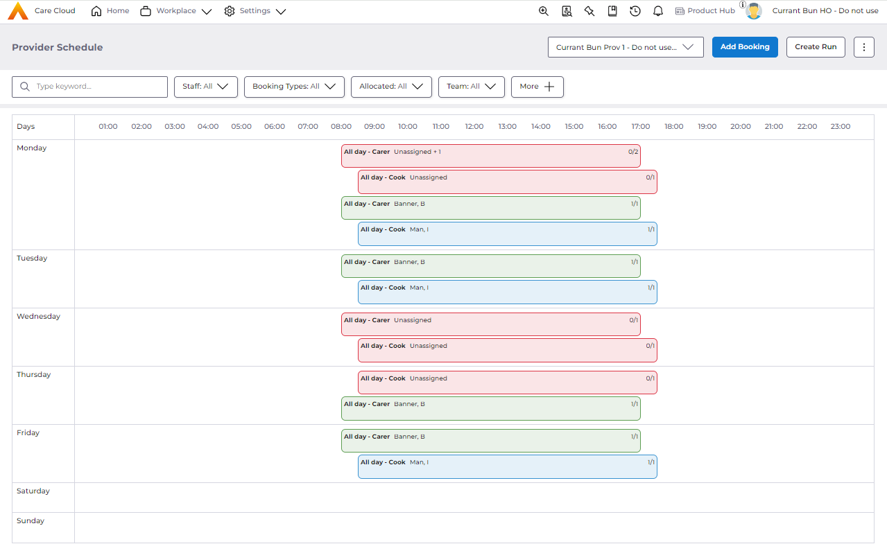 Provider Schedule, Double Booking Row Height