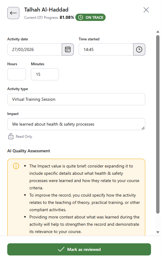 review-off-the-job-hours-record