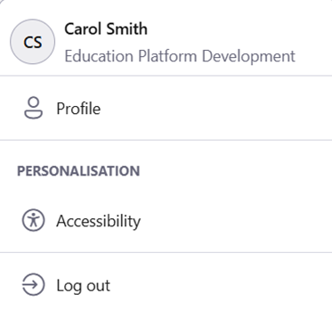 Image showing the users profile area