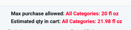 Estimated quantity in cart exceeds Max purchase allowed