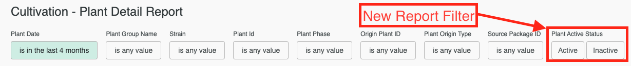 new filter for active versus inactive plants for the Plant Details Report