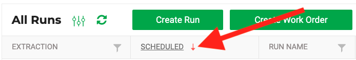 Click the SCHEDULED column header