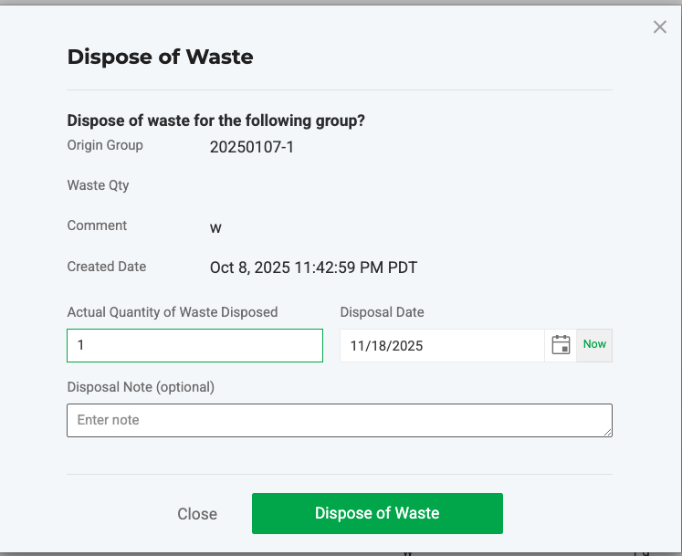 Click “Dispose of Waste”