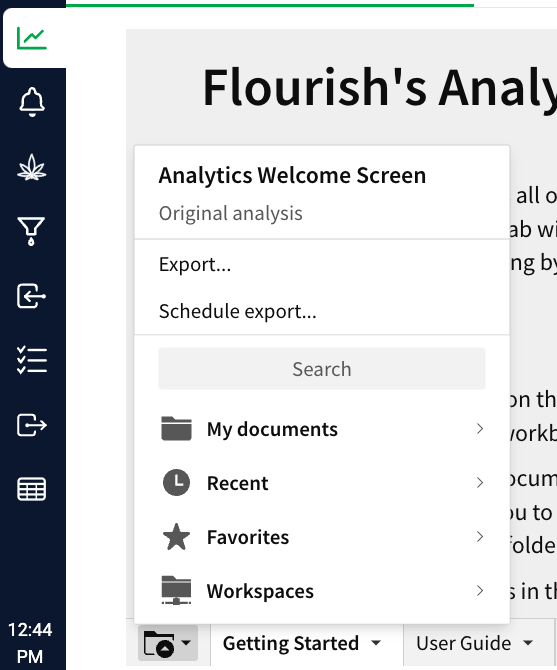 Flourish Analytics Navigation