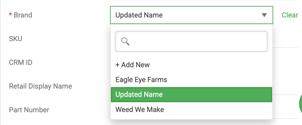 select a Brand while editing or creating an item