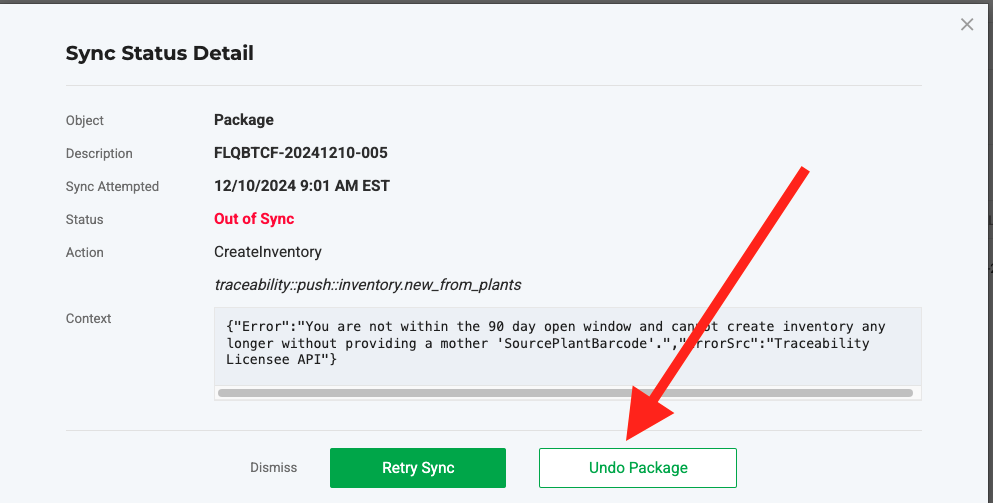 "Sync Status Detail" popu