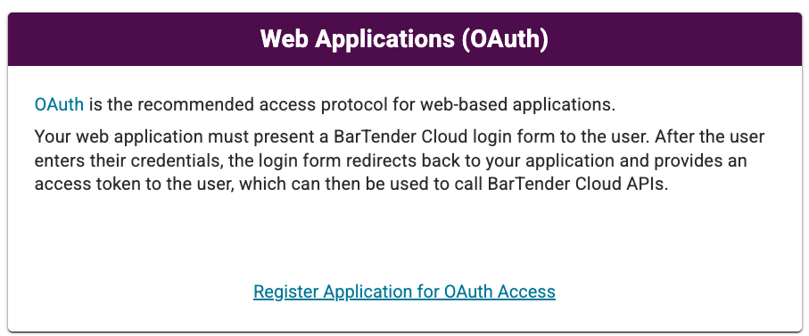 Register Application to OAUTH Process