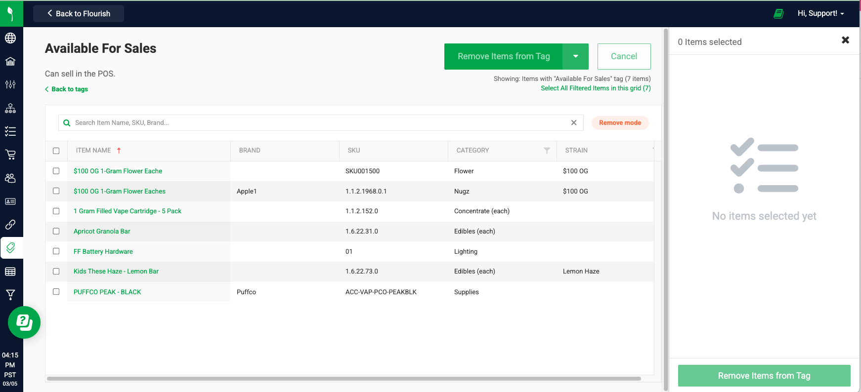 The default view shows all items currently associated with the tag.