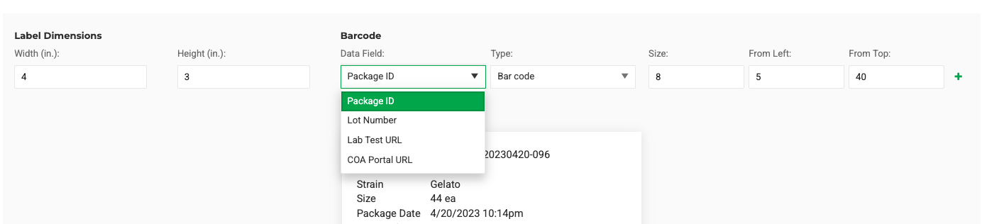 Choose the Barcode Data Field