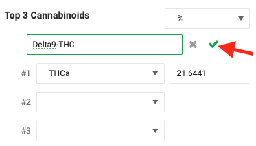 Adding a new cannabinoid analyte to the dropdown menu on package attributes.