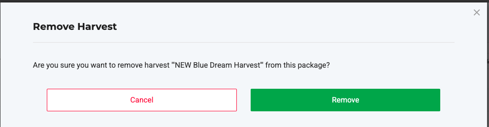 Remove Harvest screen