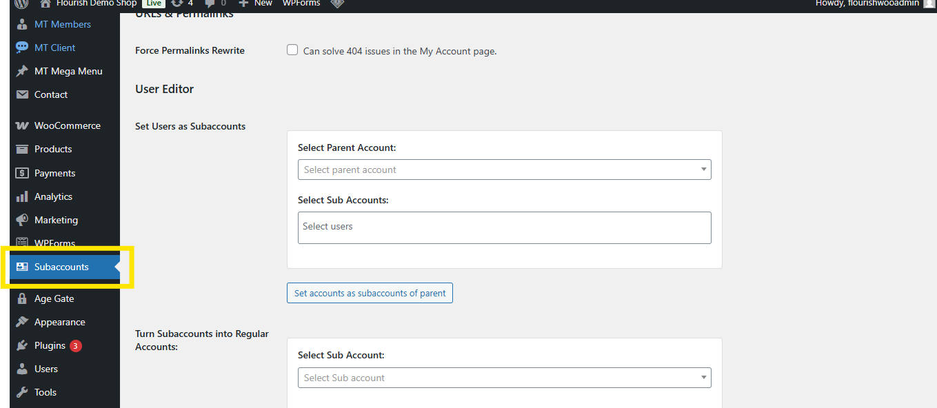 Subaccounts & Multi-User Accounts 