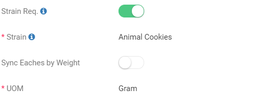 A toggle with the text "Strain Req." is in the on position.