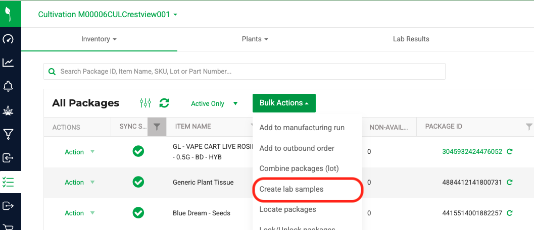 Bulk Create Lab Samples