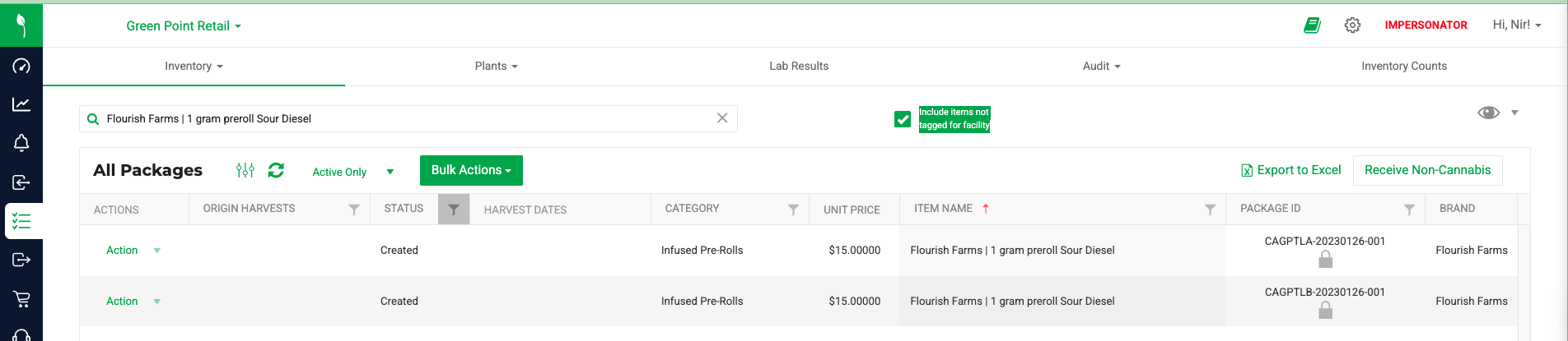 The checkbox “Include Items Not Tagged For Facility”