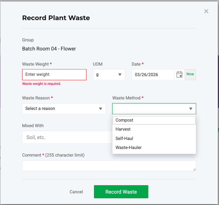 Record Plant Waste