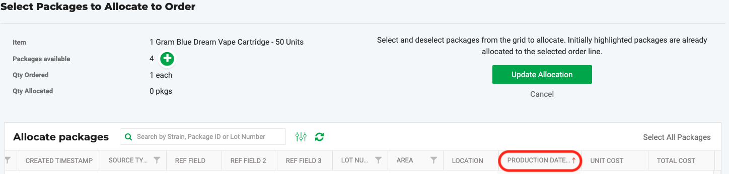 "Production Date" On Allocation