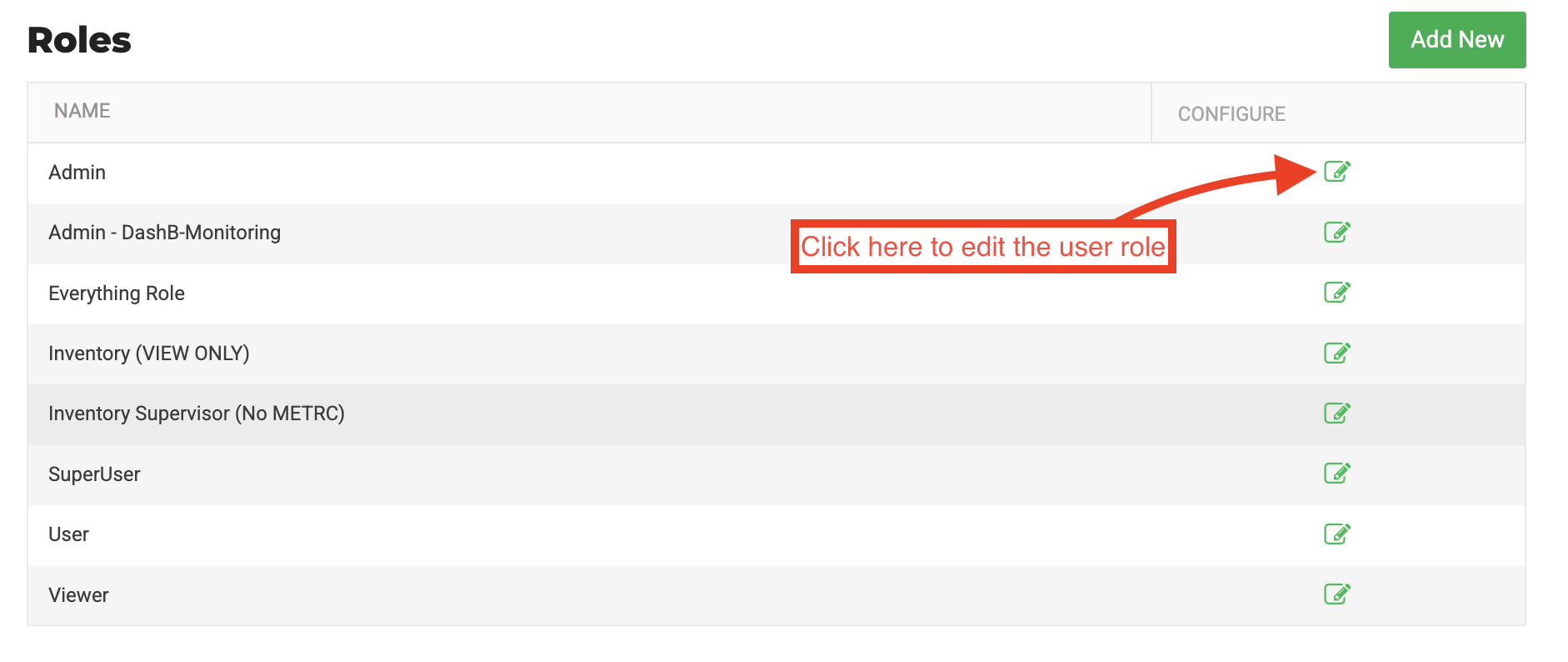 click here to edit the user role
