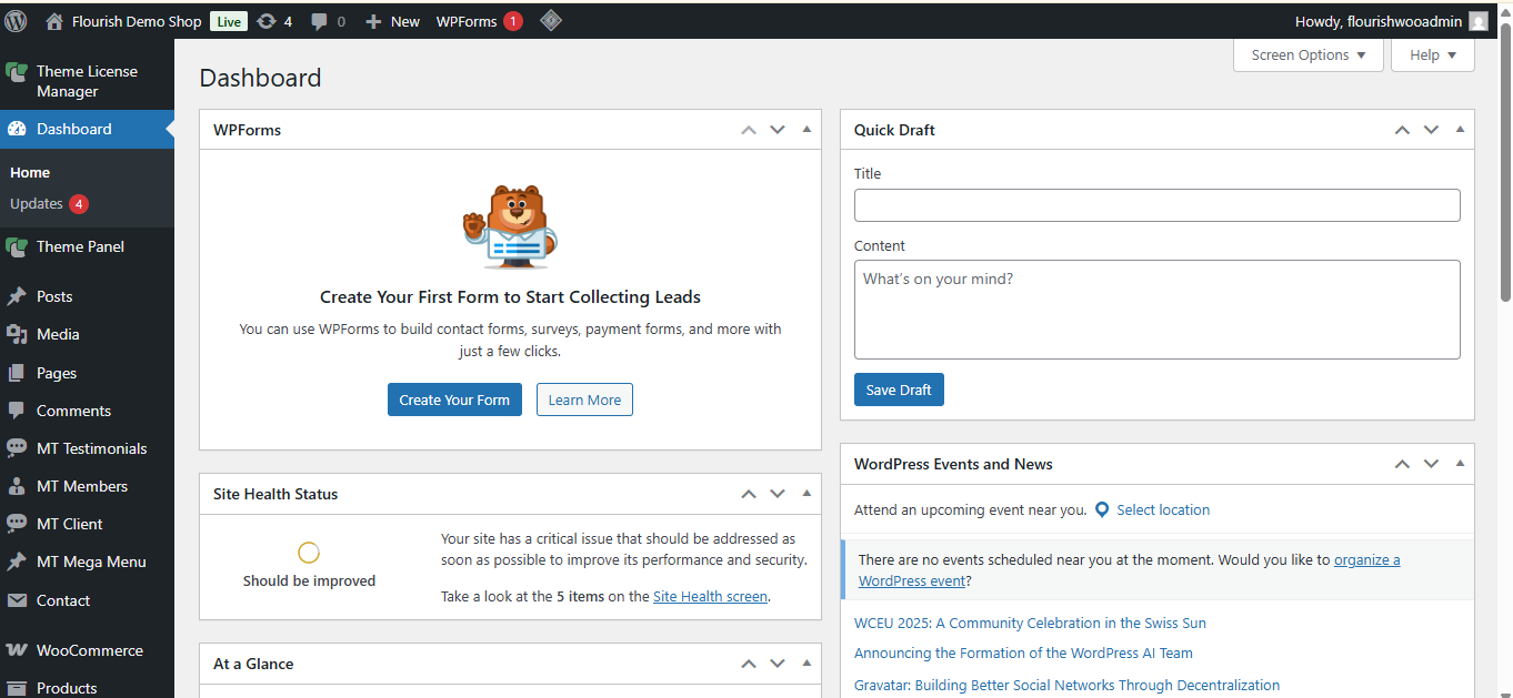  WooCommerce Admin Panel.
