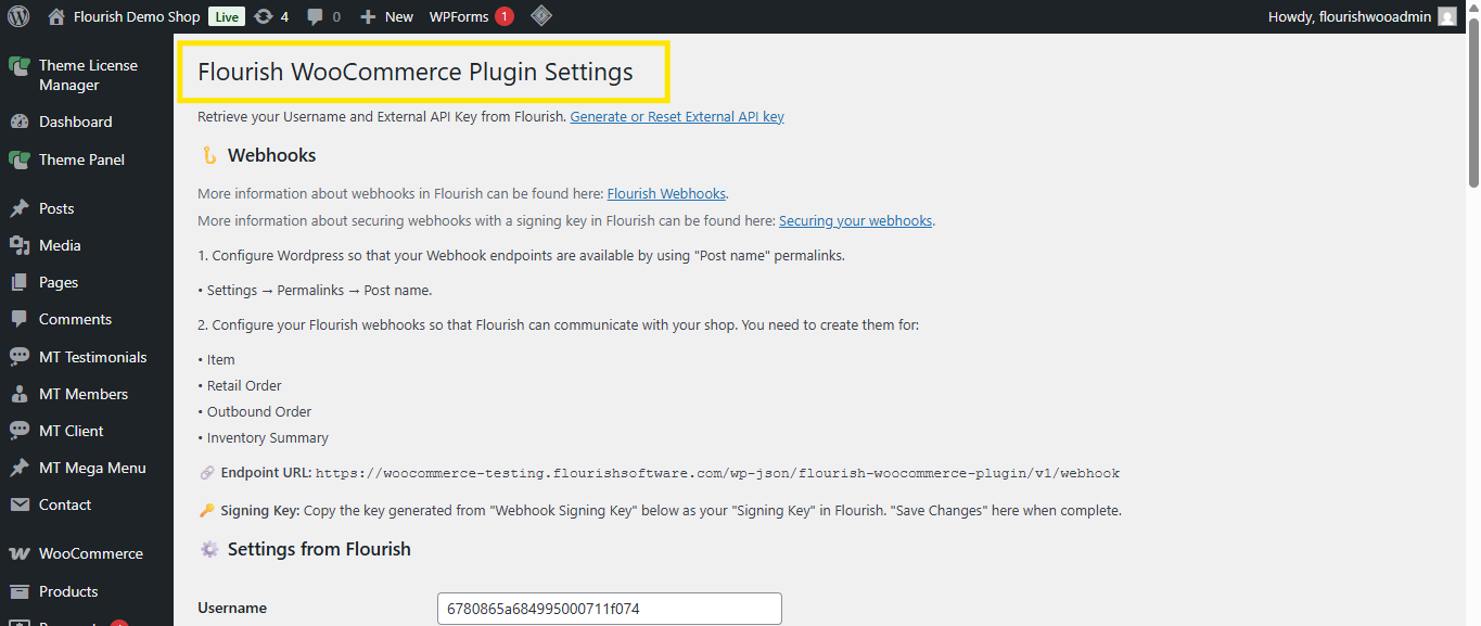 WooCommerce Plugin Settings.