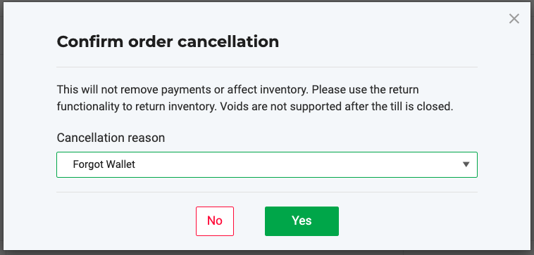 The "Confirm order cancellation" window opens to clarify the following