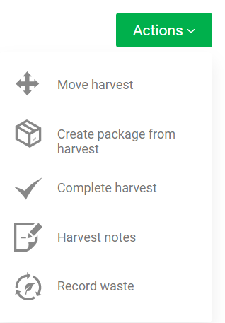 Cultivation Harvest Action Menu