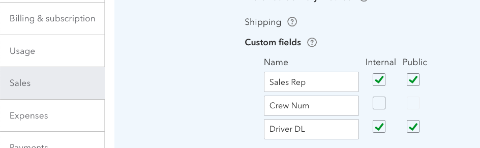 QBO Sales Order Custom Fields