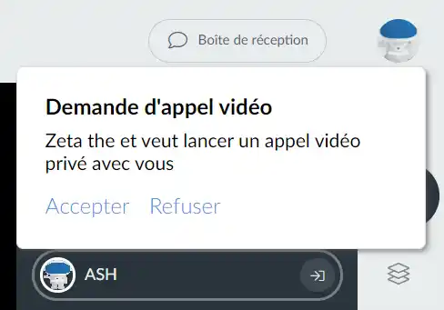 demande d'appel vidéo