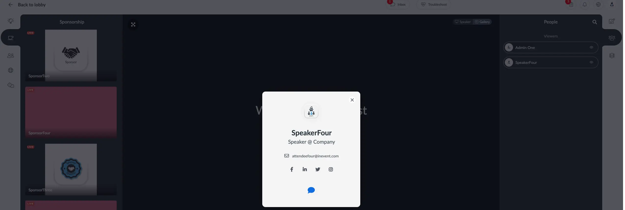 Networking directly from a sponsored room