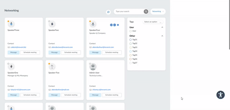 Gif showing how to use AI Networking feature for role-based networking.