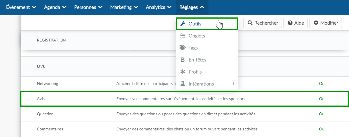 avis activé