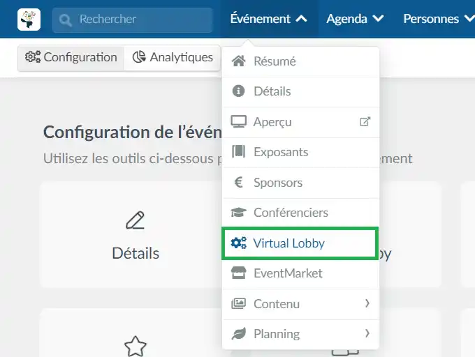 Evénement > Virtual Lobby.
