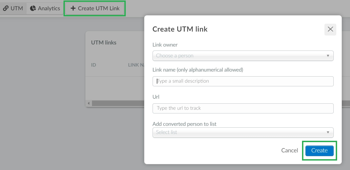 Creating utm links