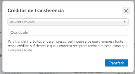 Transferindo créditos para outras companies
