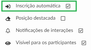 Opções para inscrição dentro dos detalhes de uma atividade