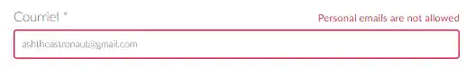 les courriels personnels ne sont pas autorisés
