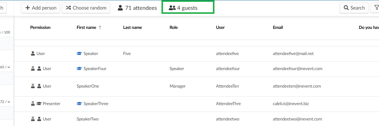 Guest count